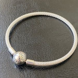 Authentic Pandora Silver Mesh Bangle sz 1
